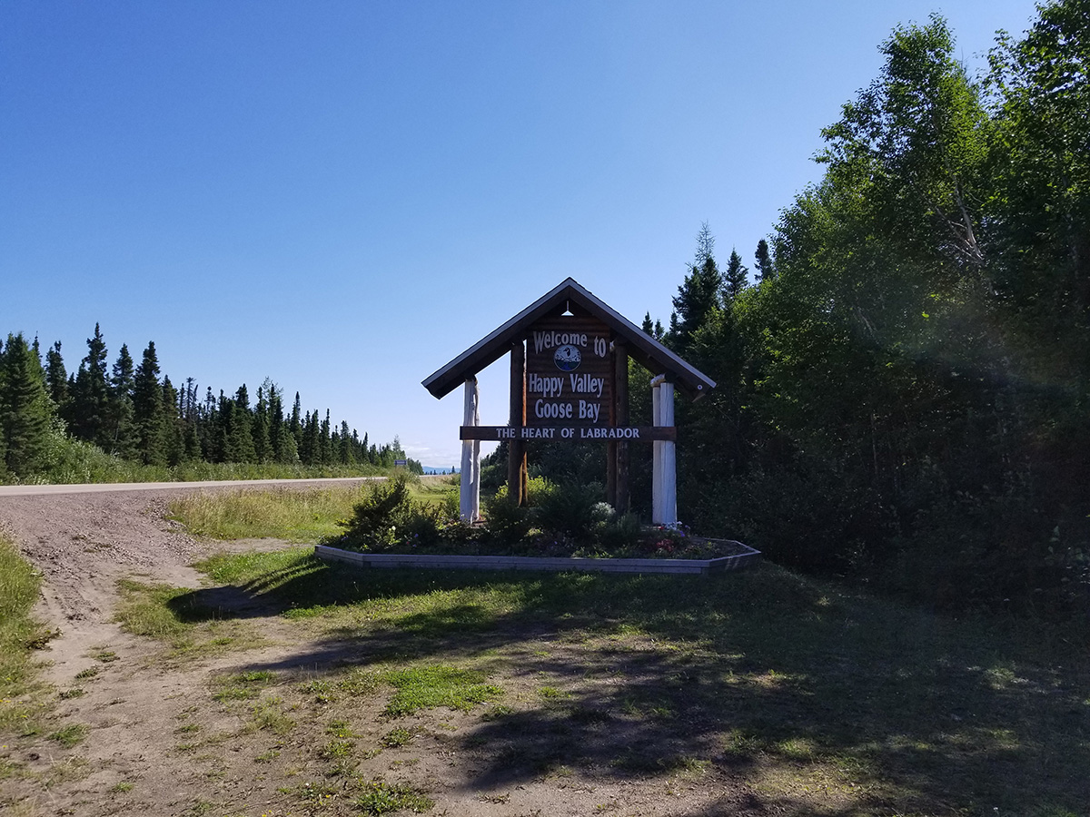 Letrero de bienvenida Happy Valley - Goose Bay Labrador