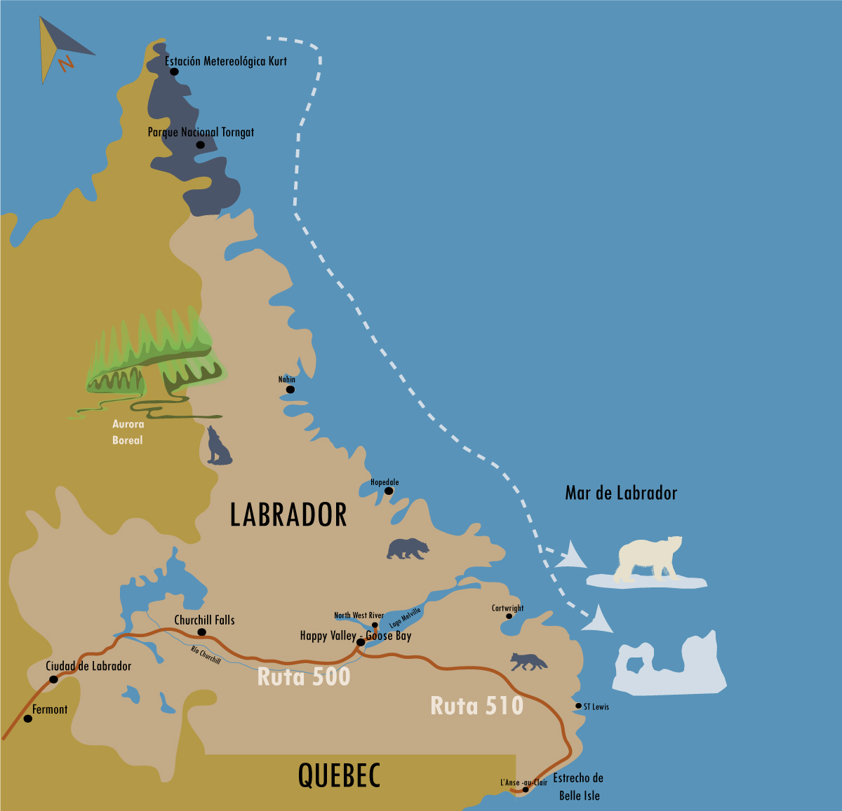 Mapa de los icebergs Labrador