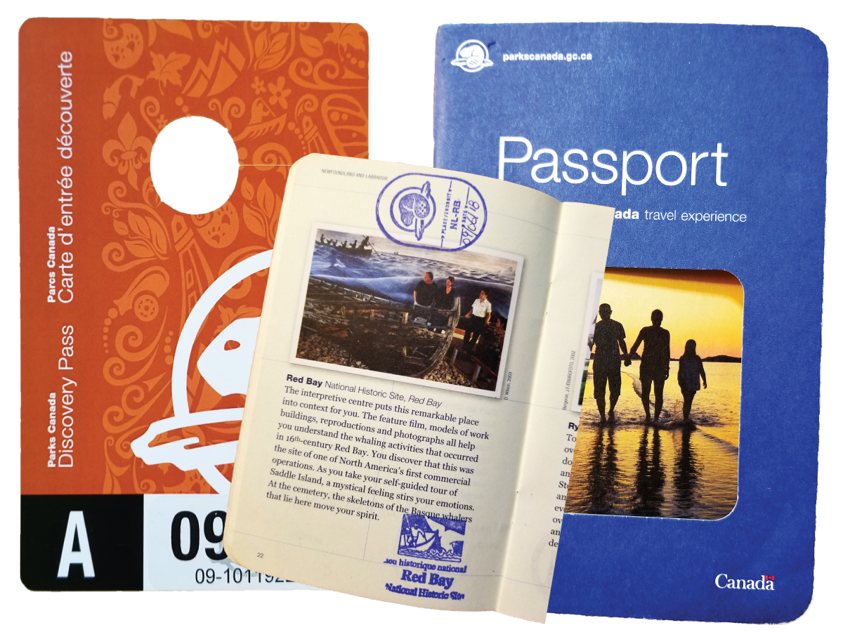 Discovery pass, Pasaporte y timbre en la página del sitio histórico